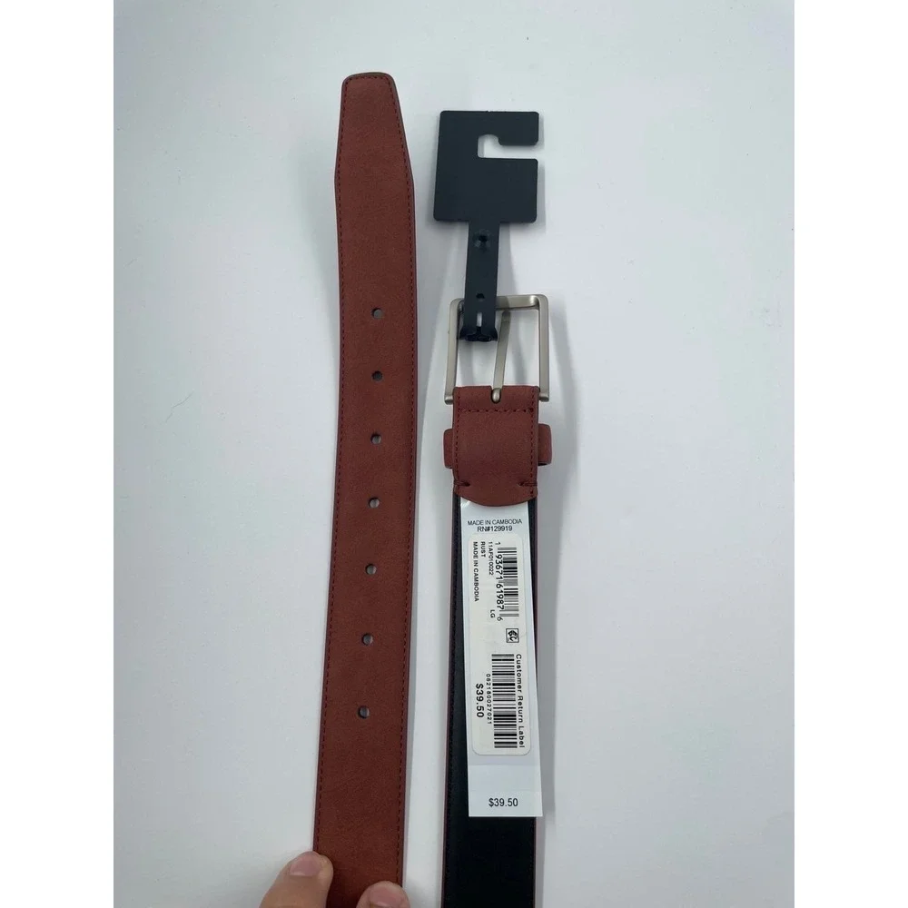 Alfani Mens Reversible Belt Rust Black Silver Buckle Size Large 38-40